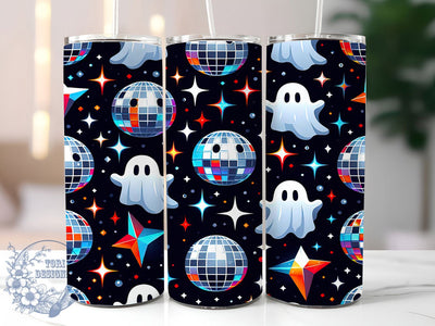 Disco Ghost Iridescent Halloween Tumbler, Disco Ghost Design, Cute Halloween Tumbler, Retro Pastel Goth, Ghost Sublimation Wrap, 20Oz Tumbler Design, Halloween Drinkware Sublimation ToriDesigns 