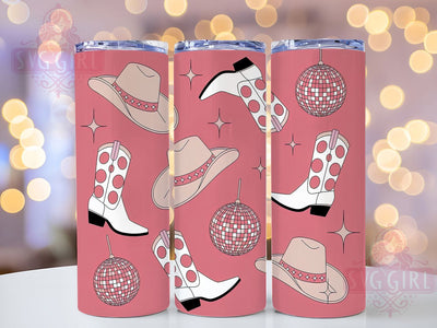 Disco Glitter Cowgirl Tumbler, Pink Glitter Tumbler, Western 20oz Wrap, Sublimation Design, Glam Cowgirl Gift, Stylish Glitter Wrap, Country Disco Tumbler Sublimation SvggirlplusArt 
