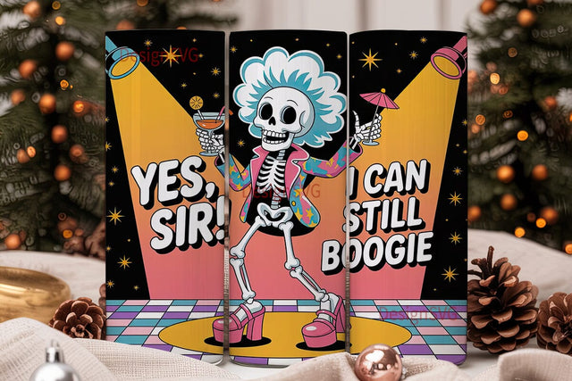 Disco Skeleton 20oz Tumbler Wrap Sublimation DesignSVG 