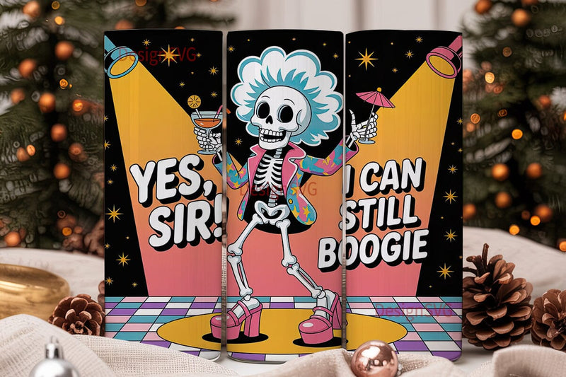 Disco Skeleton 20oz Tumbler Wrap Sublimation DesignSVG 