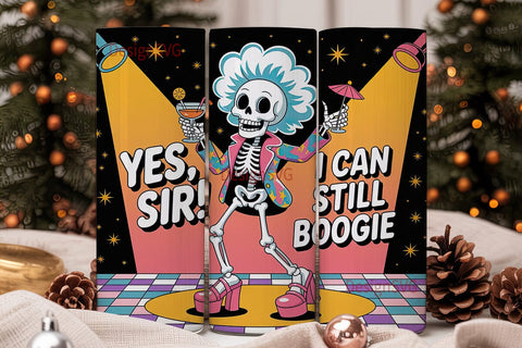 Disco Skeleton 20oz Tumbler Wrap Sublimation DesignSVG 