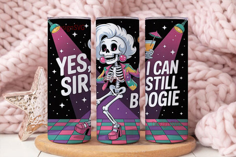 Disco Skeleton 20oz Tumbler Wrap Sublimation DesignSVG 