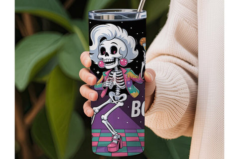 Disco Skeleton 20oz Tumbler Wrap Sublimation DesignSVG 