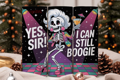 Disco Skeleton 20oz Tumbler Wrap Sublimation DesignSVG 