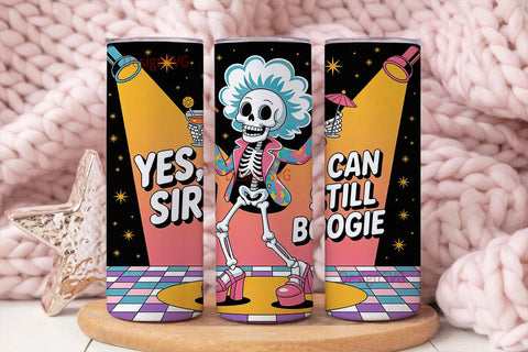 Disco Skeleton 20oz Tumbler Wrap Sublimation DesignSVG 