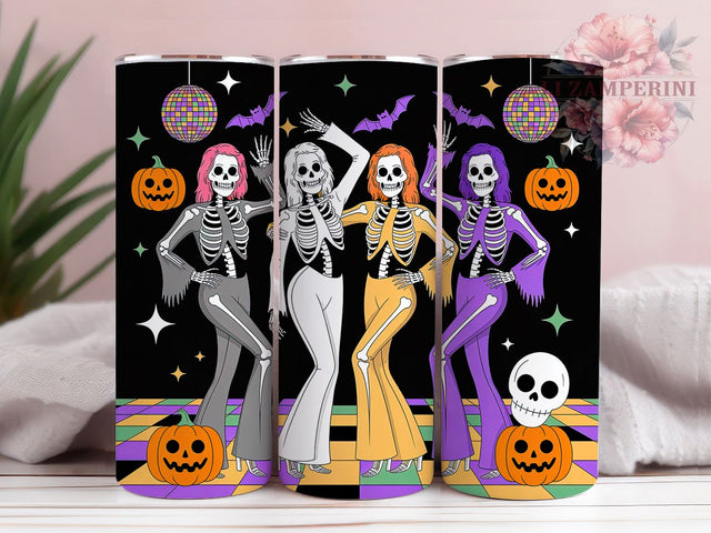 Disco Skeleton Halloween Tumbler, Halloween Ghouls Wrap, Funky Skeleton Cup, Retro Disco Halloween, 20oz Tumbler Wrap, Skeleton Sublimation Design, Spooky Disco Drinkware Sublimation Li Zamperini 