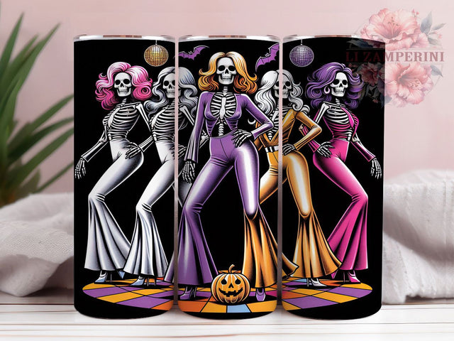 Disco Skeleton Halloween Tumbler, Halloween Ghouls Wrap, Funky Skeleton Cup, Retro Disco Halloween, 20oz Tumbler Wrap, Skeleton Sublimation Design, Spooky Disco Drinkware Sublimation Li Zamperini 