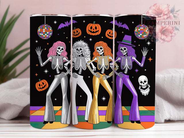 Disco Skeleton Halloween Tumbler, Halloween Ghouls Wrap, Funky Skeleton Cup, Retro Disco Halloween, 20oz Tumbler Wrap, Skeleton Sublimation Design, Spooky Disco Drinkware Sublimation Li Zamperini 