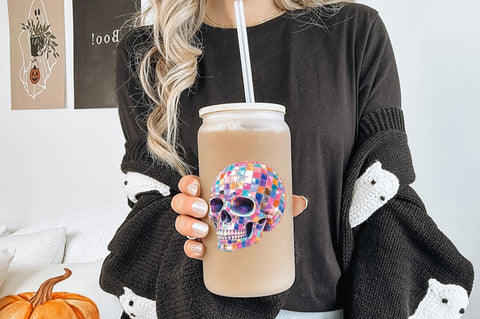 Disco Skull PNG, Colorful Halloween Skull Shirt Design SVG Pickled Thistle Creative 