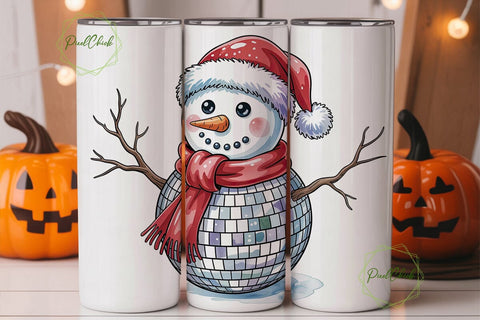 Disco Snowman Christmas 20oz Tumbler Sublimation PixelChick 