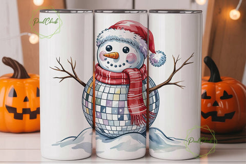 Disco Snowman Christmas 20oz Tumbler Sublimation PixelChick 