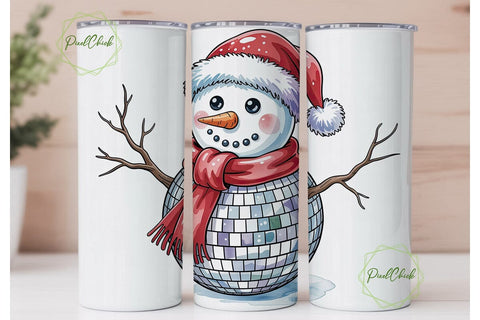 Disco Snowman Christmas 20oz Tumbler Sublimation PixelChick 