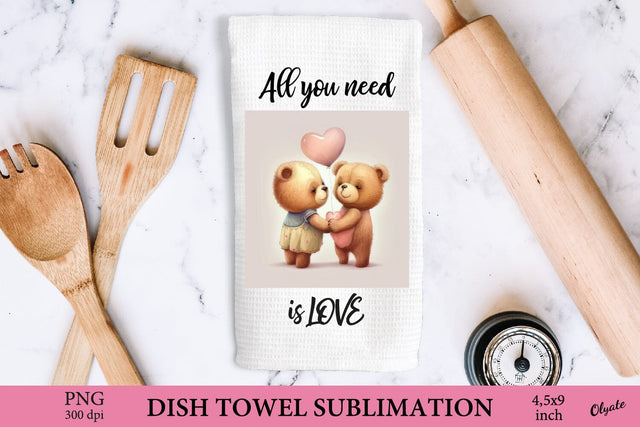 Dish Towel PNG. Couple Teddy PNG. Valentines Day PNG Sublimation Olga Terlyanskaya 