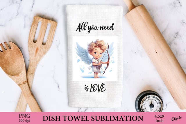 Dish Towel PNG. Cupid Sublimation PNG. Valentines Day PNG Sublimation Olga Terlyanskaya 