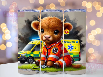 Dispatcher Highland Cow 20oz Tumbler Wrap, Cow Sublimation, Dispatcher Gift, Cute Cow Design, Funny Tumbler Sublimation SvggirlplusArt 