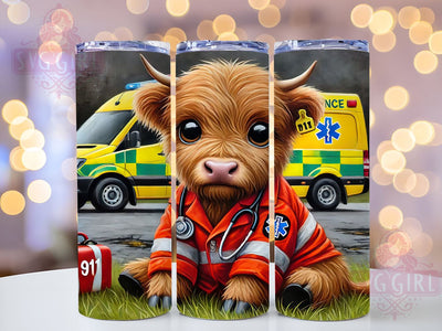 Dispatcher Highland Cow 20oz Tumbler Wrap, Cow Sublimation, Dispatcher Gift, Cute Cow Design, Funny Tumbler Sublimation SvggirlplusArt 