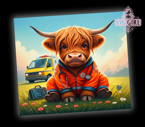 Dispatcher Highland Cow 20oz Tumbler Wrap, Cow Sublimation, Dispatcher Gift, Cute Cow Design, Funny Tumbler Sublimation SvggirlplusArt 