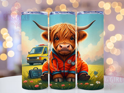 Dispatcher Highland Cow 20oz Tumbler Wrap, Cow Sublimation, Dispatcher Gift, Cute Cow Design, Funny Tumbler Sublimation SvggirlplusArt 