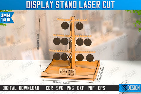 Display Stands Laser Cut Bundle | Craft Show Display Stand | Wooden Product Organizer | CNC Files SVG Fly Design 