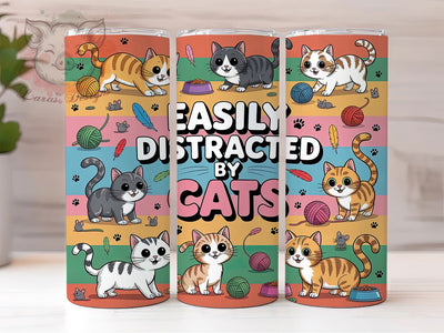 Distracted by Cats Tumbler, Distracted by Cats Tumbler, Cute 20oz Wrap, Sublimation Design, Stylish Gift Idea, Fun Cat Wrap, Kitty Lover Tumbler Sublimation Lara' s Designs 