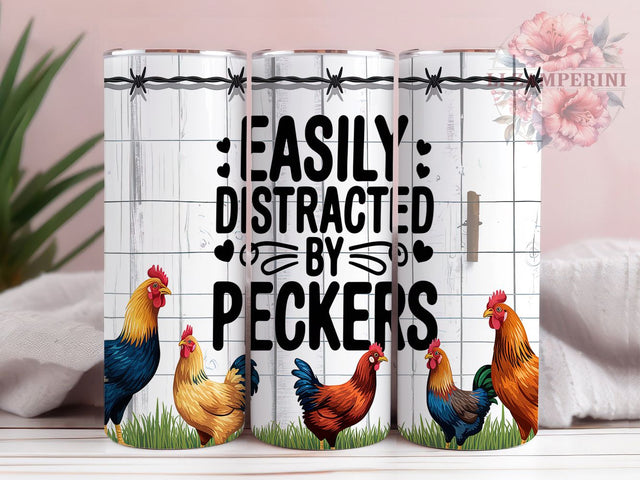 Distracted by Chickens Farm Tumbler, Distracted by Chickens, Pecker Chickens Design, Chicken Lover Drinkware, Funny Chicken Tumbler, Farm Animal Sublimation, Country Life Tumbler Sublimation Li Zamperini 