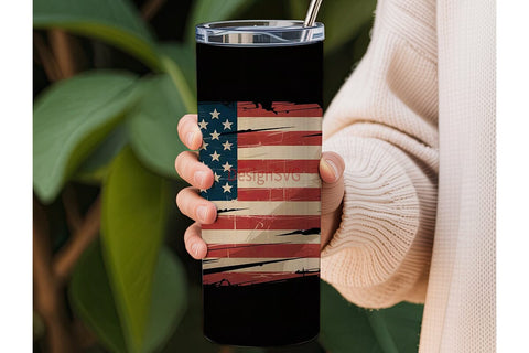Distressed American Flag 20oz Tumbler Sublimation DesignSVG 
