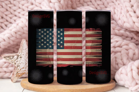 Distressed American Flag 20oz Tumbler Sublimation DesignSVG 