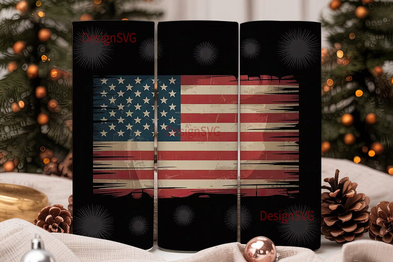Distressed American Flag 20oz Tumbler Sublimation DesignSVG 