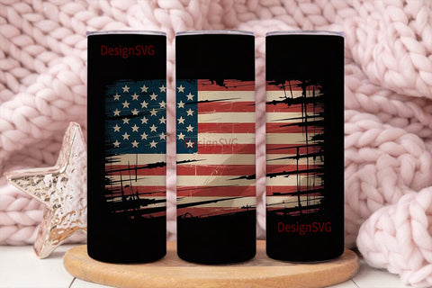 Distressed American Flag 20oz Tumbler Sublimation DesignSVG 