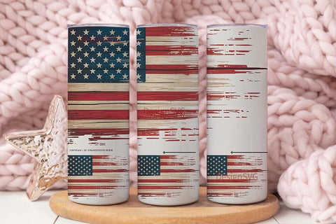 Distressed American Flag 20oz Tumbler Sublimation DesignSVG 