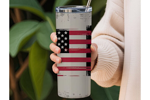 Distressed American Flag 20oz Tumbler Sublimation DesignSVG 