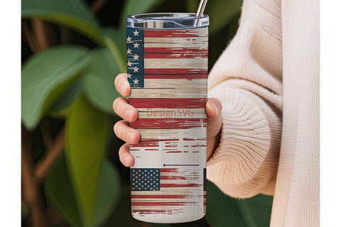 Distressed American Flag 20oz Tumbler Sublimation DesignSVG 