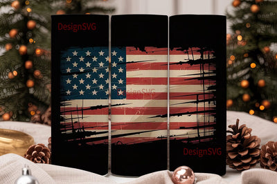 Distressed American Flag 20oz Tumbler Sublimation DesignSVG 
