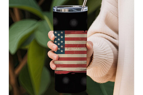 Distressed American Flag 20oz Tumbler Sublimation DesignSVG 