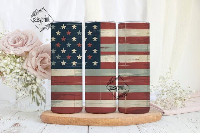 Distressed American Flag 20oz Tumbler Sublimation sassyprint 