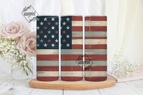 Distressed American Flag 20oz Tumbler Sublimation sassyprint 