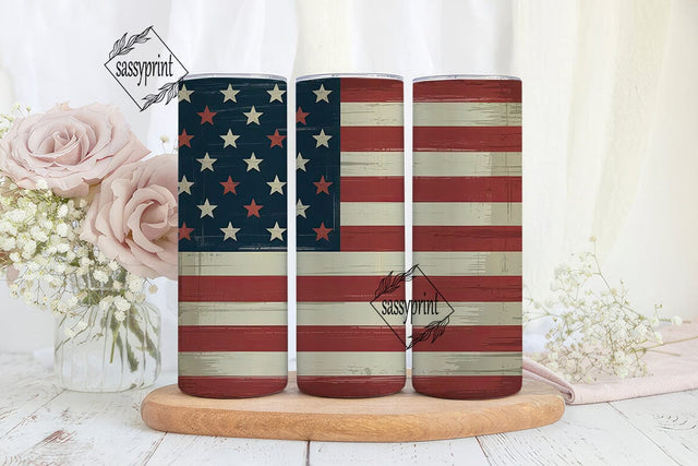 Distressed American Flag 20oz Tumbler Sublimation sassyprint 