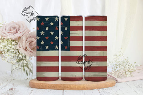 Distressed American Flag 20oz Tumbler Sublimation sassyprint 