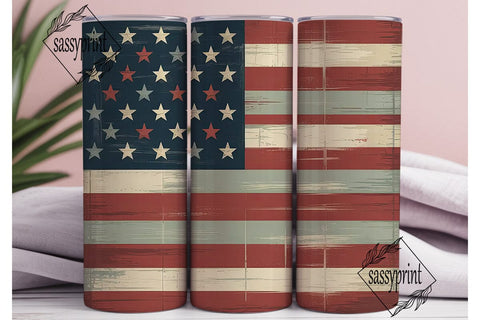 Distressed American Flag 20oz Tumbler Sublimation sassyprint 