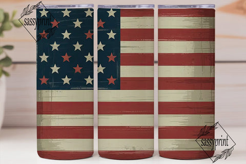 Distressed American Flag 20oz Tumbler Sublimation sassyprint 