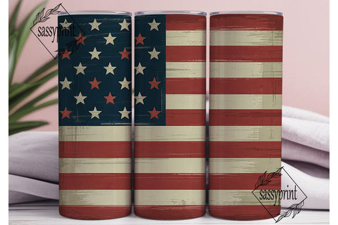 Distressed American Flag 20oz Tumbler Sublimation sassyprint 