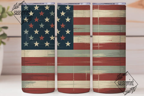Distressed American Flag 20oz Tumbler Sublimation sassyprint 