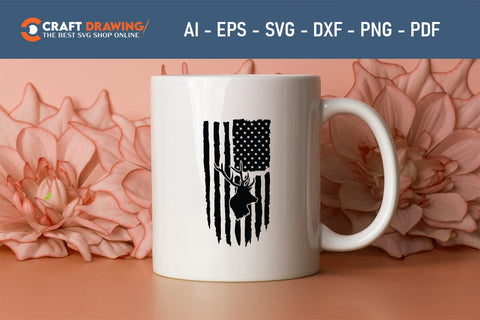 Distressed American Flag Deer Hunting Svg Png Cutting Printable Files SVG Debashish Barman 