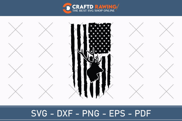 Distressed American Flag Deer Hunting Svg Png Cutting Printable Files SVG Debashish Barman 