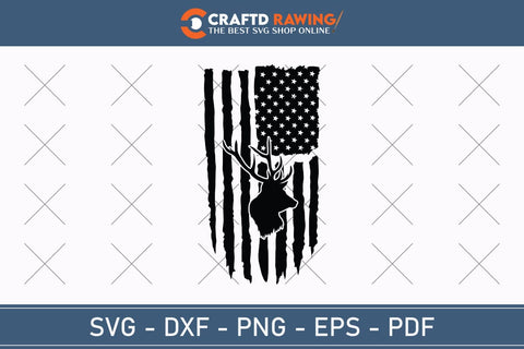 Distressed American Flag Deer Hunting Svg Png Cutting Printable Files SVG Debashish Barman 