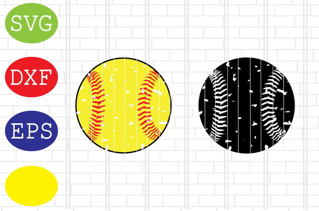 Distressed Baseball Svg, Softball Silhouette, Softball File, Baseball Cut File, Sport Svg, Jpg, Eps, Dxf Files SVG DigitalSvgFiles 