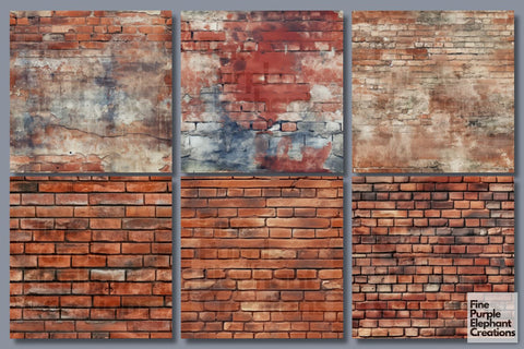 Distressed Brick Wall Texture Background Digital Pattern Fine Purple Elephant Creations 