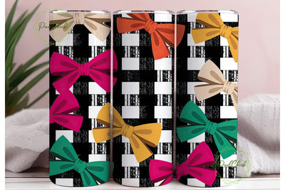 Distressed Checkered Bows 20oz Tumbler Sublimation PixelChick 