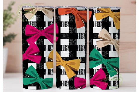 Distressed Checkered Bows 20oz Tumbler Sublimation PixelChick 