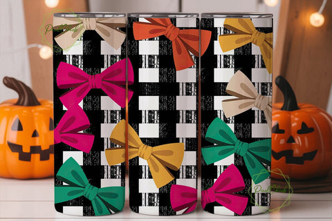 Distressed Checkered Bows 20oz Tumbler Sublimation PixelChick 